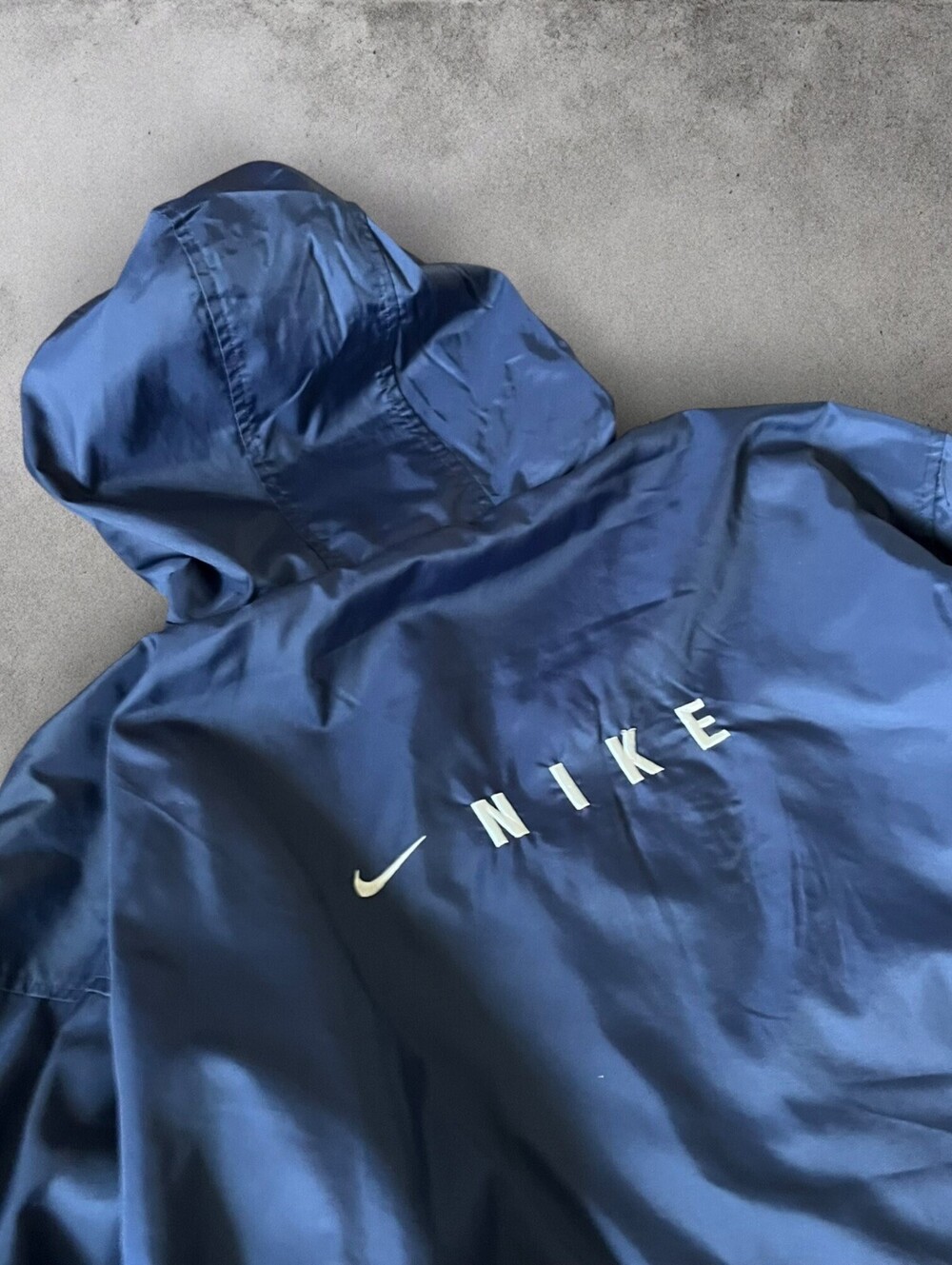 Vintage 90/Y2K Nike Windbreaker Lined Rain Jacket Large Navy Blue Sportswear
